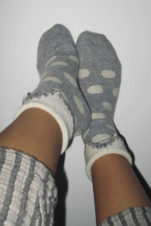 Laundry B Terry & Wool Luxury Socks Dotty Grey Stone